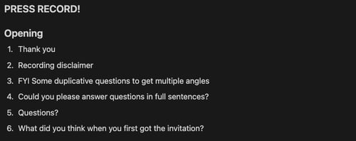 Customer Opening Questions