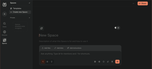 Create a new Space in Perplexity